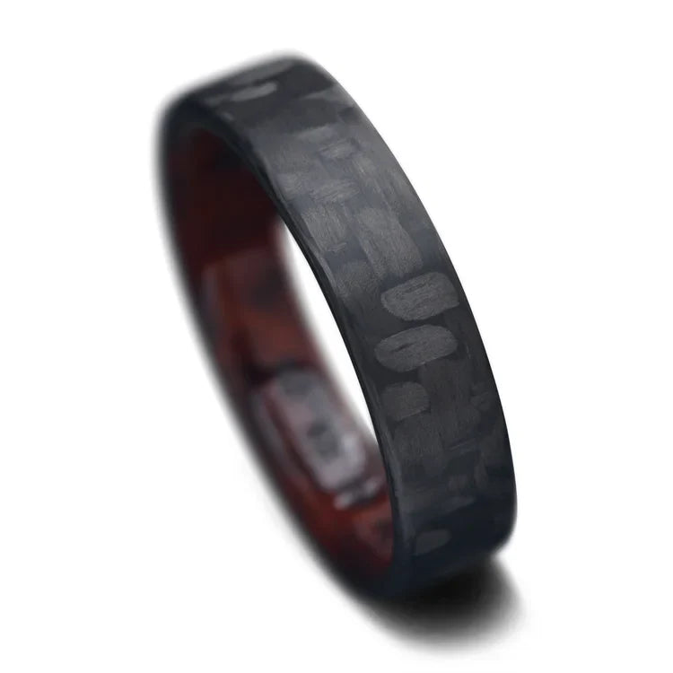 Twill Carbon Fiber Wedding Band with Thuya Wood Sleeve | Men's Twill Carbon Fiber Wedding Band with Thuya Wood Sleeve | Men's