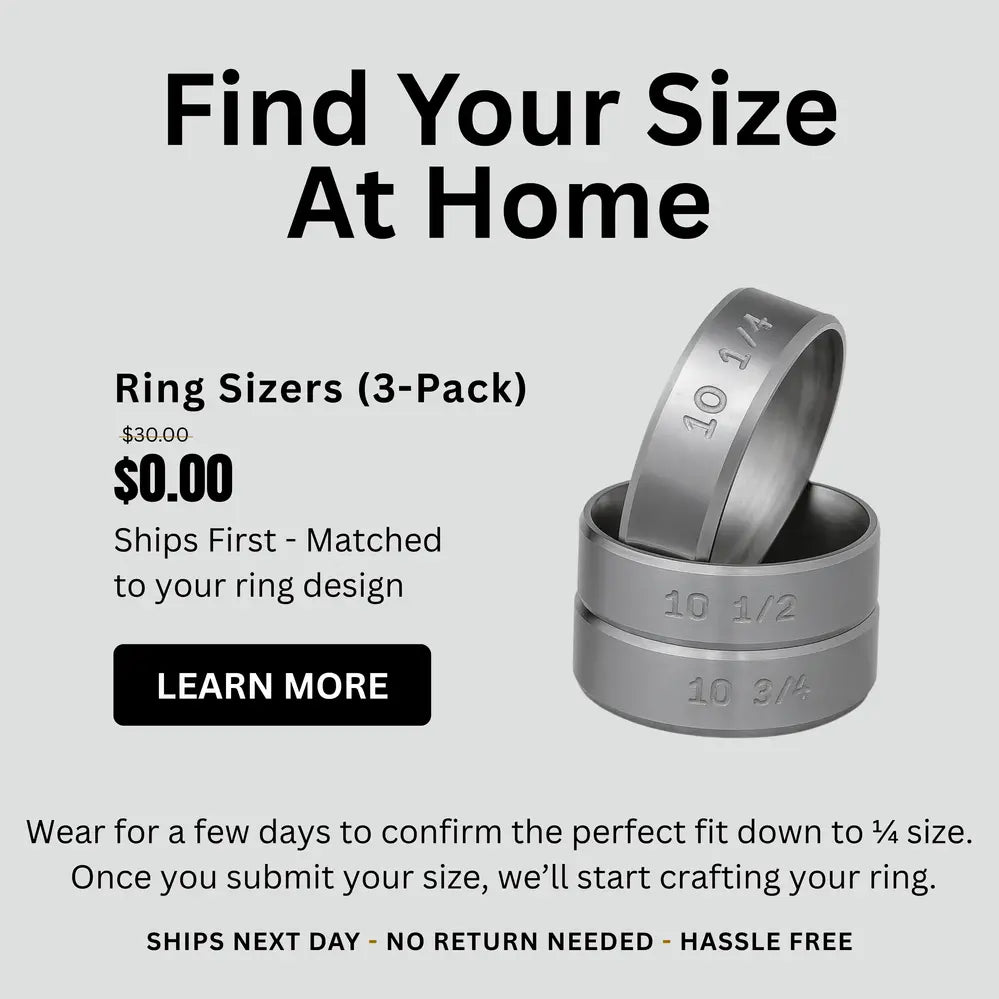 Find Your Ring Size at Home – Free 3-Pack Metal Ring Sizers with ¼ Size Increments | Test Fit Matched to Your Ring Design | Ships Next Day | No Return Needed | Hassle-Free
