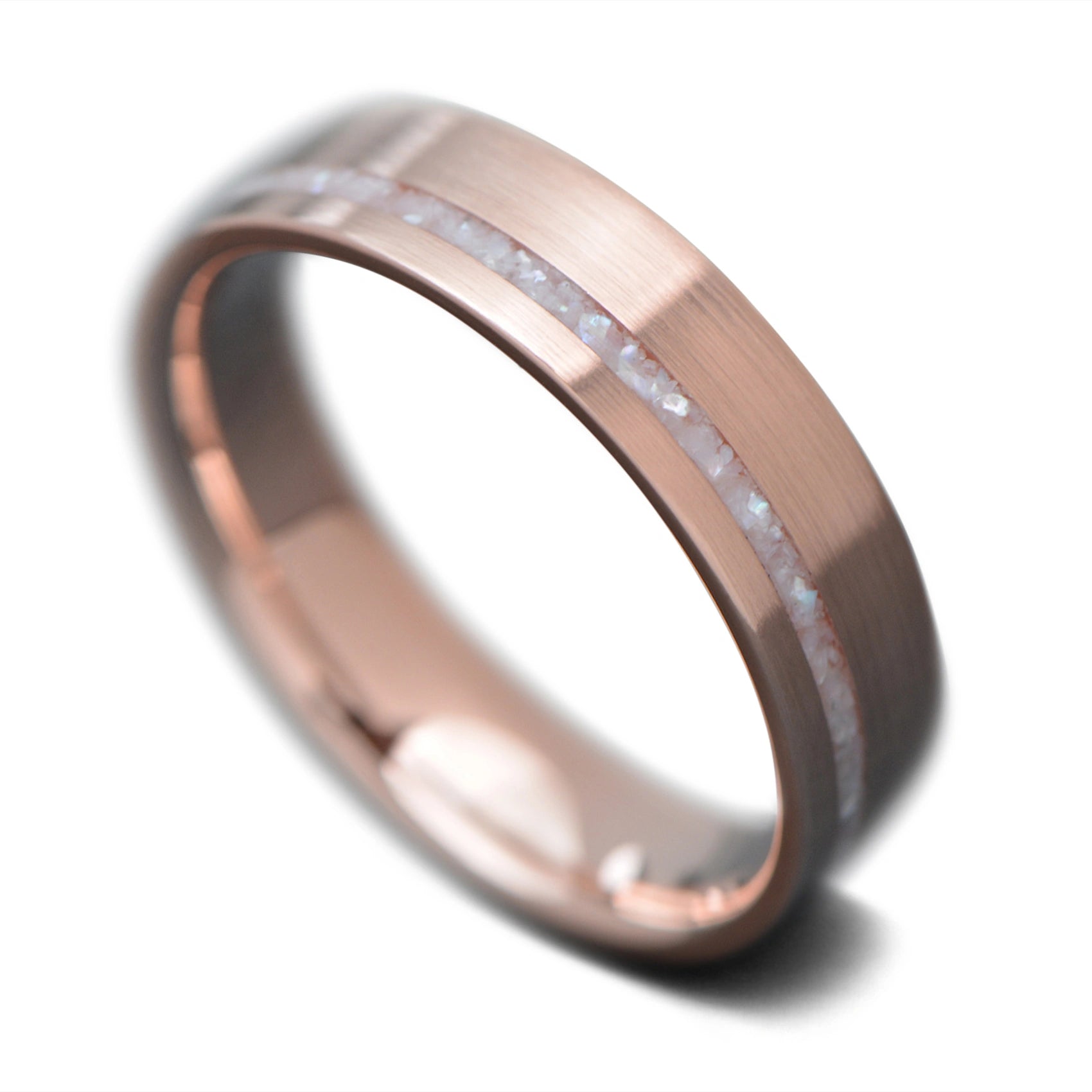 Unique Rose Gold Wedding Band with Mother Of Pearl Inlay | 6mm