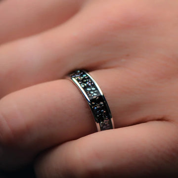 Titanium Men's Wedding Band with Black Pearl Inlay | 6mm – Sesto