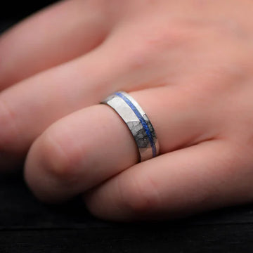 Titanium Men's Wedding Band with Lapis Lazuli Inlay | 7mm – Sesto