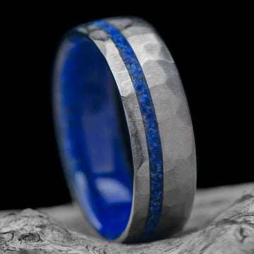 Titanium Men's Wedding Band with Lapis Lazuli Inlay | 7mm – Sesto