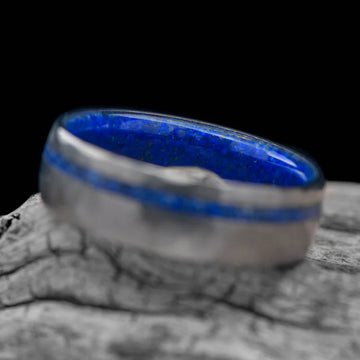 Titanium Men's Wedding Band with Lapis Lazuli Inlay | 7mm – Sesto