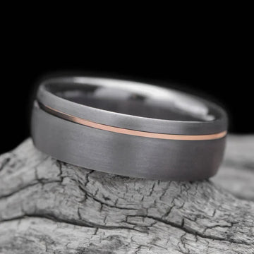 Tantalum Men's Wedding Band with 18K Rose Gold Inlay | 7mm – Sesto