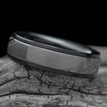 Zirconium Men's Wedding Band with Dense Twist Inlay | 7mm – Sesto