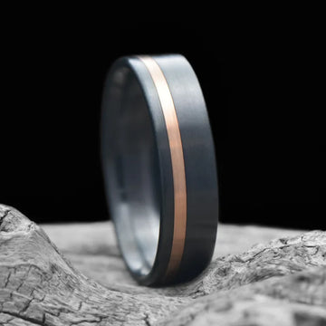 Custom Men's Wedding Band | Zirconium & Rose Gold Ring | Sesto