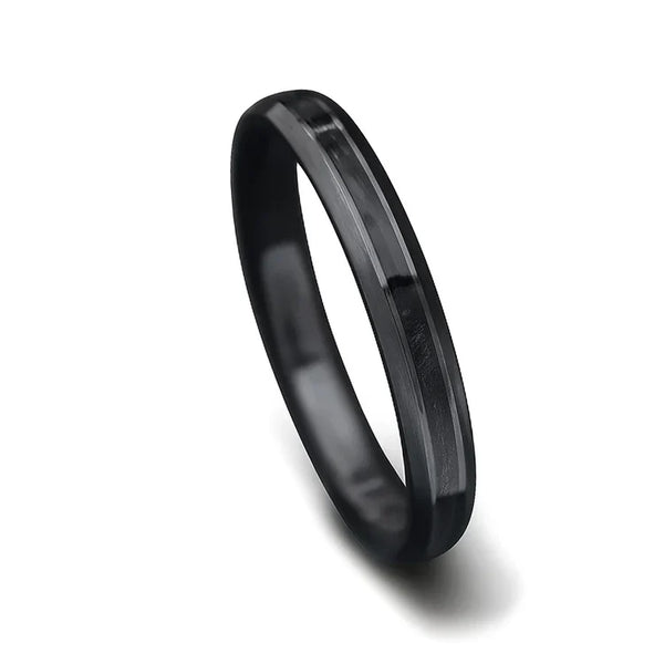 Black Titanium Wedding Band with Forged Central Inlay | 3mm