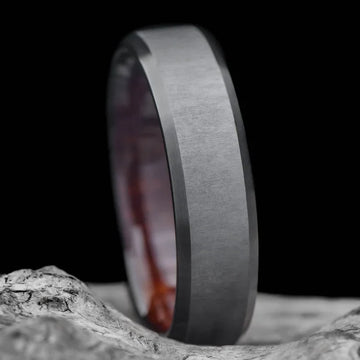 Black Titanium Men's Wedding Band with Koa Wood Sleeve | 6mm