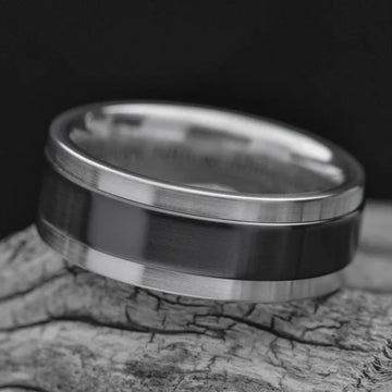 Aluminum and Black Zirconium Inlay Men's Wedding Band | 9mm