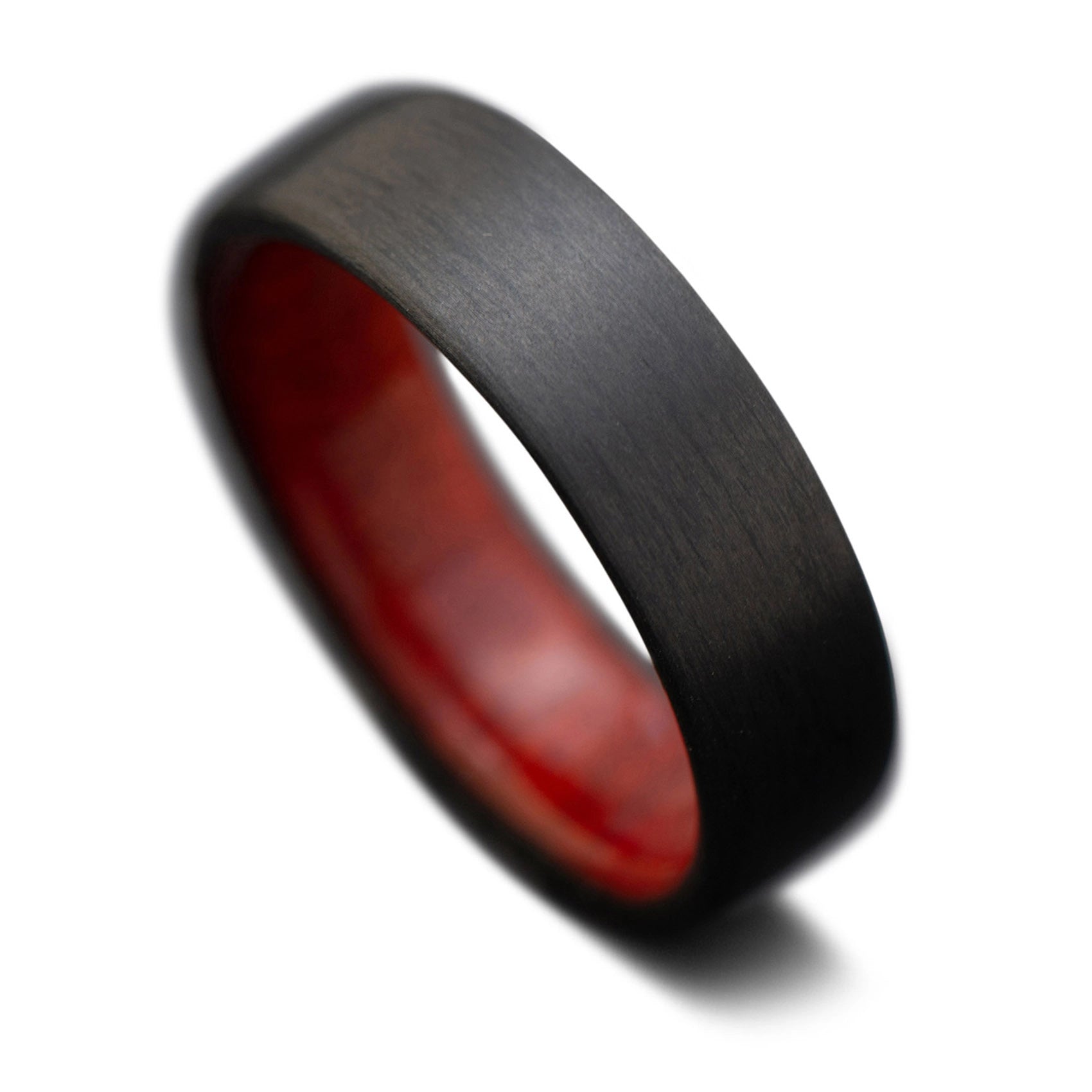 Wood wedding ring with carbon fiber