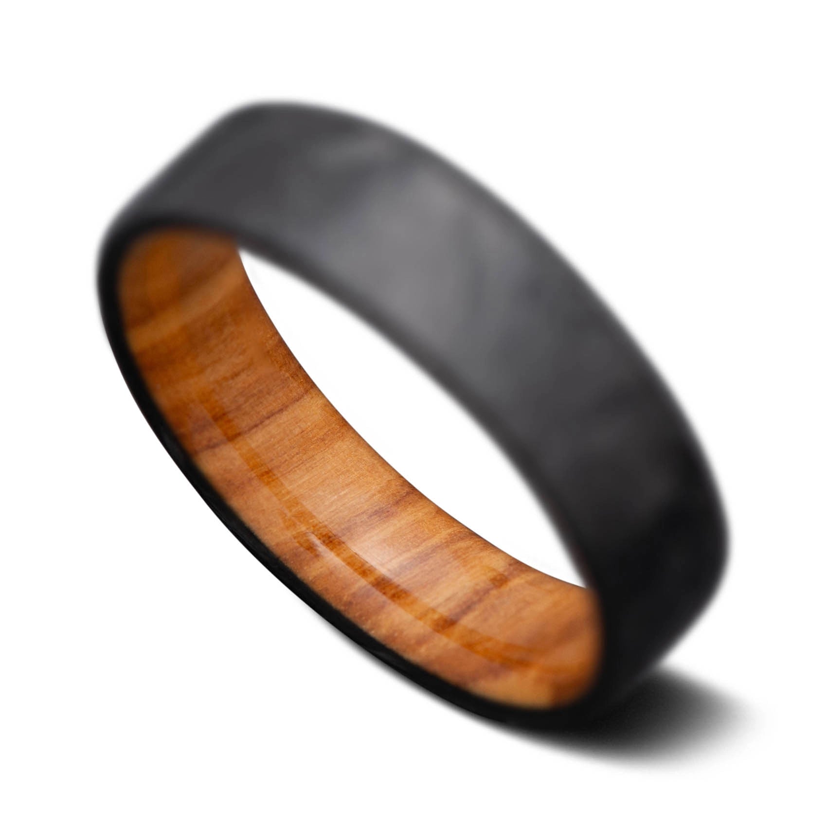 Back of CarbonForged Core Ring with Olivewood inner sleeve, 7mm -THE QUEST