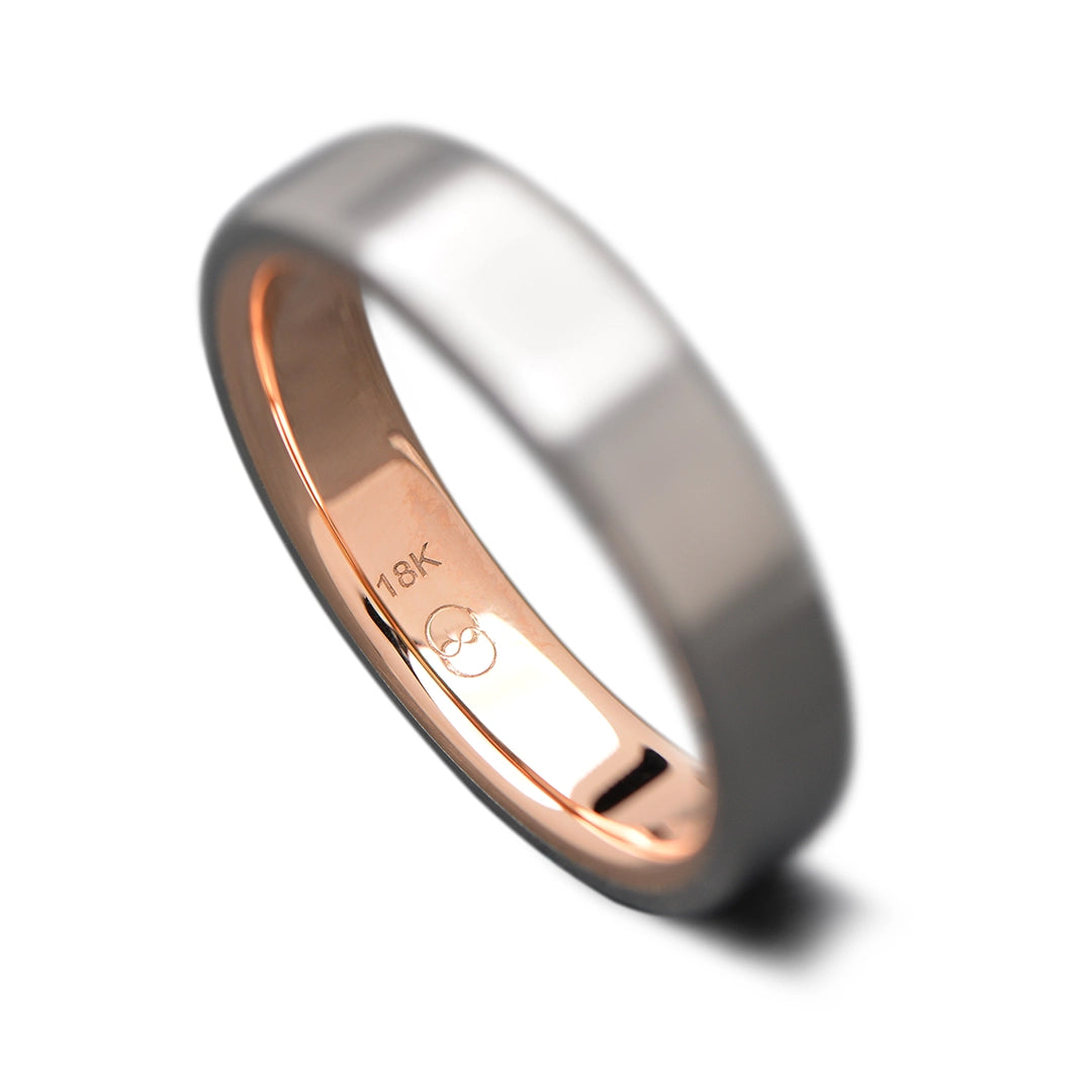 Back of Titanium Core Ring with Rose Gold inner sleeve, 5mm -THE TITAN