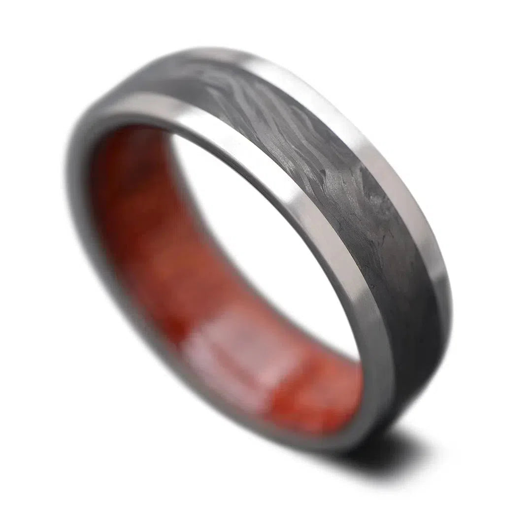  Titanium core ring with CarbonForged inlay and Bloodwood inner sleeve, 8mm -THE CORE