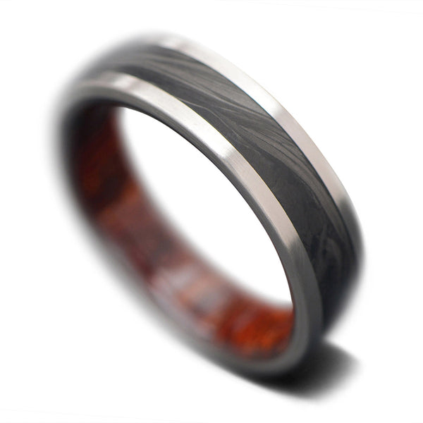 Custom Men's Wedding Ring | Titanium w/ Carbon Fiber & Koa Wood