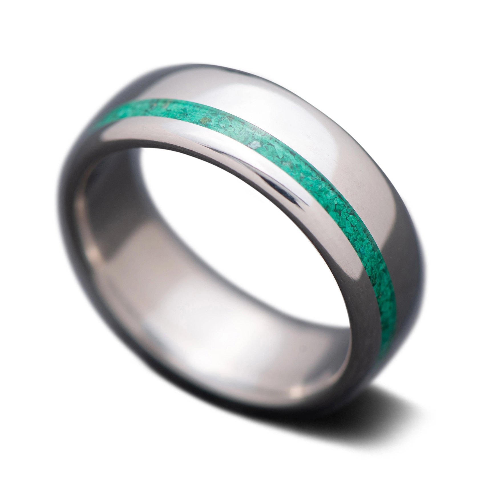 Titanium Core Ring with Malachite inlay, 7mm -THE SHIFT