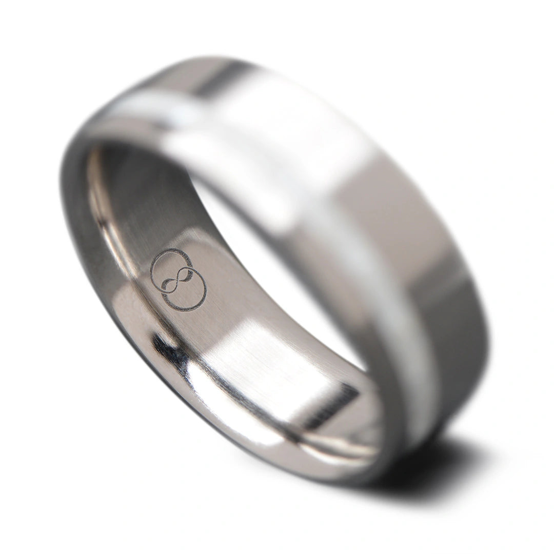 Back of Titanium Core ring with  Pearl inlay, 7mm -THE SHIFT