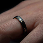 Black Wedding Band with 18K Rose Gold | 4mm Wide | Facetted