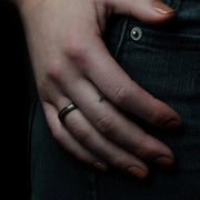 Black Wedding Band with 18K Rose Gold | 4mm Wide | Facetted