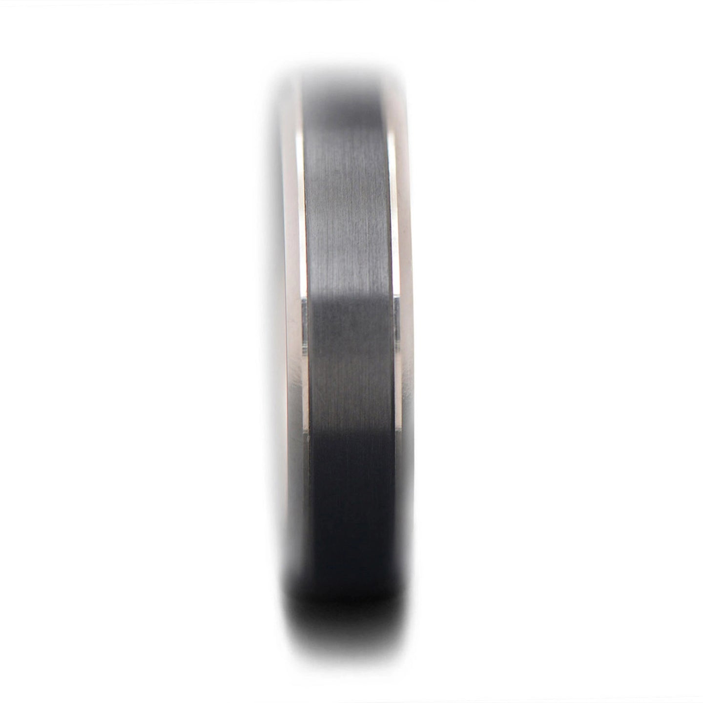 Unique Titanium Wedding Band with Black Zirconium Inlay | 6mm | Bevel