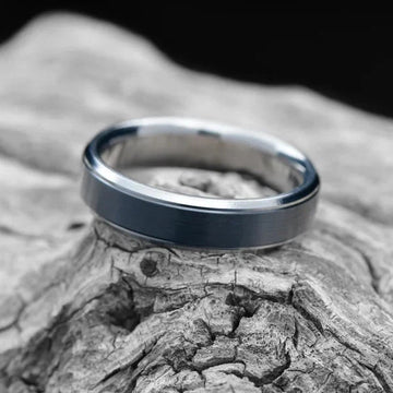 Unique Titanium Wedding Band with Black Zirconium Inlay 6mm
