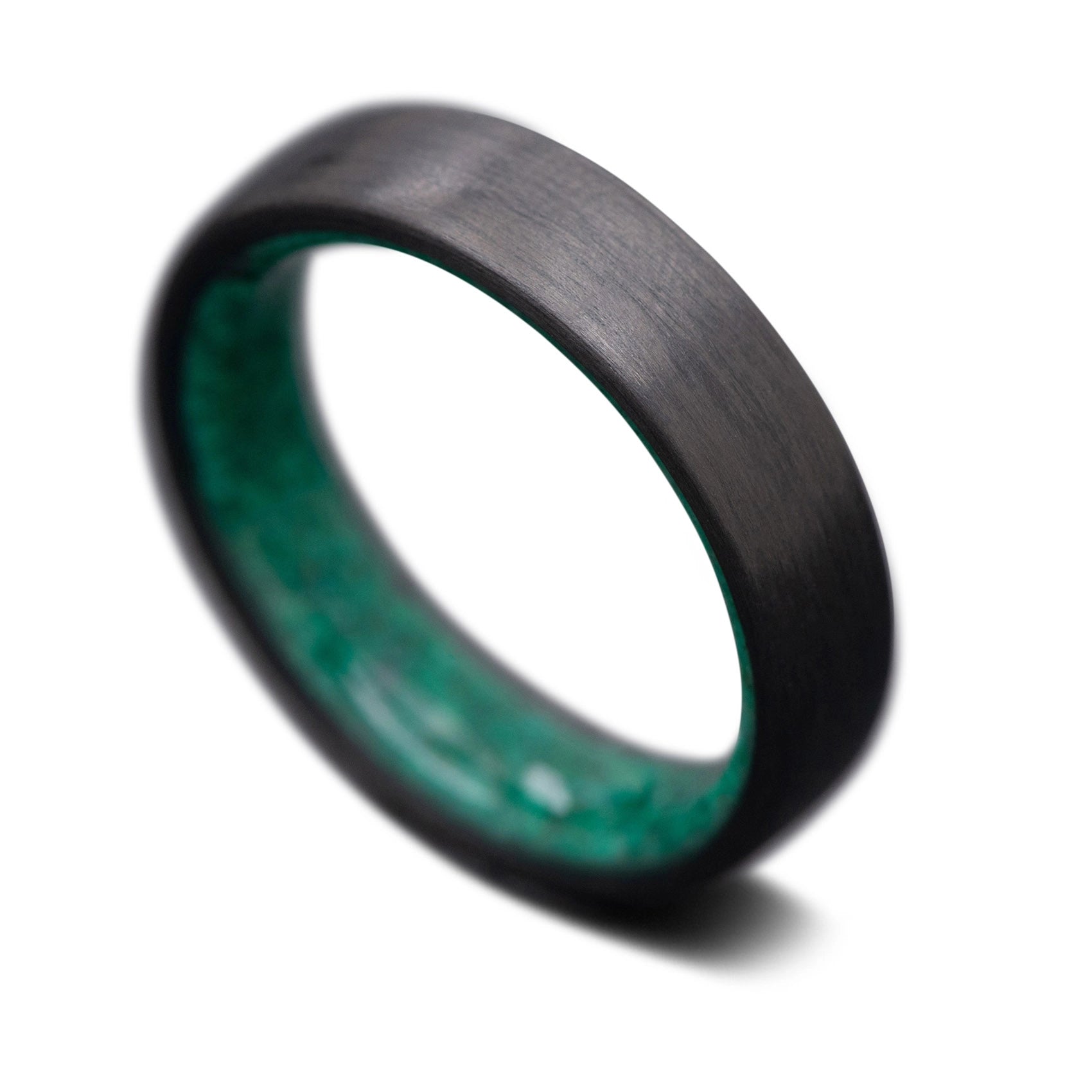 Carbon Fiber ring with Malachite inner sleeve, 5mm -THE QUANTUM