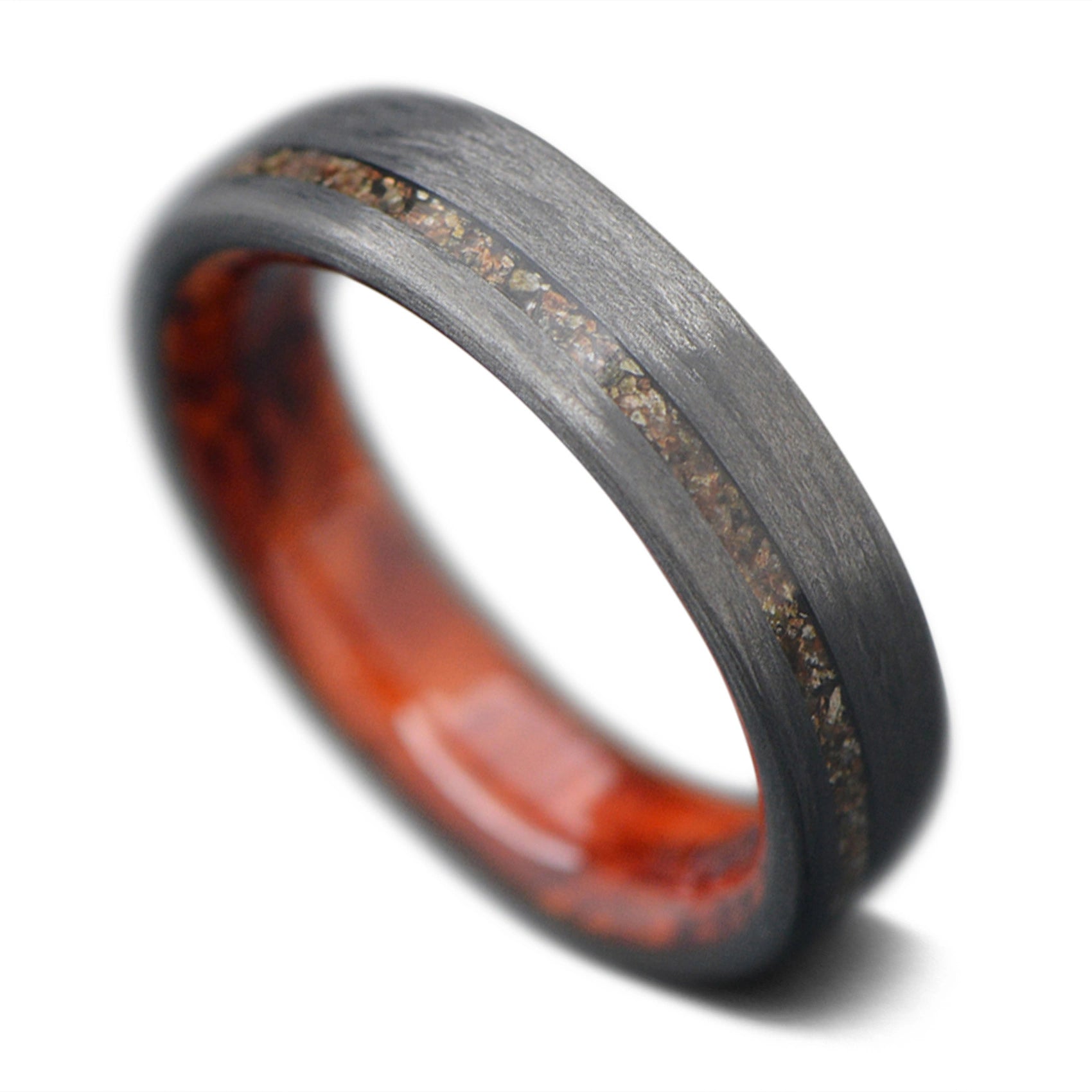 CarbonUni core ring with Crushed T-Rex inlay and  Amboyna inner sleeve, 7mm -THE VERTEX
