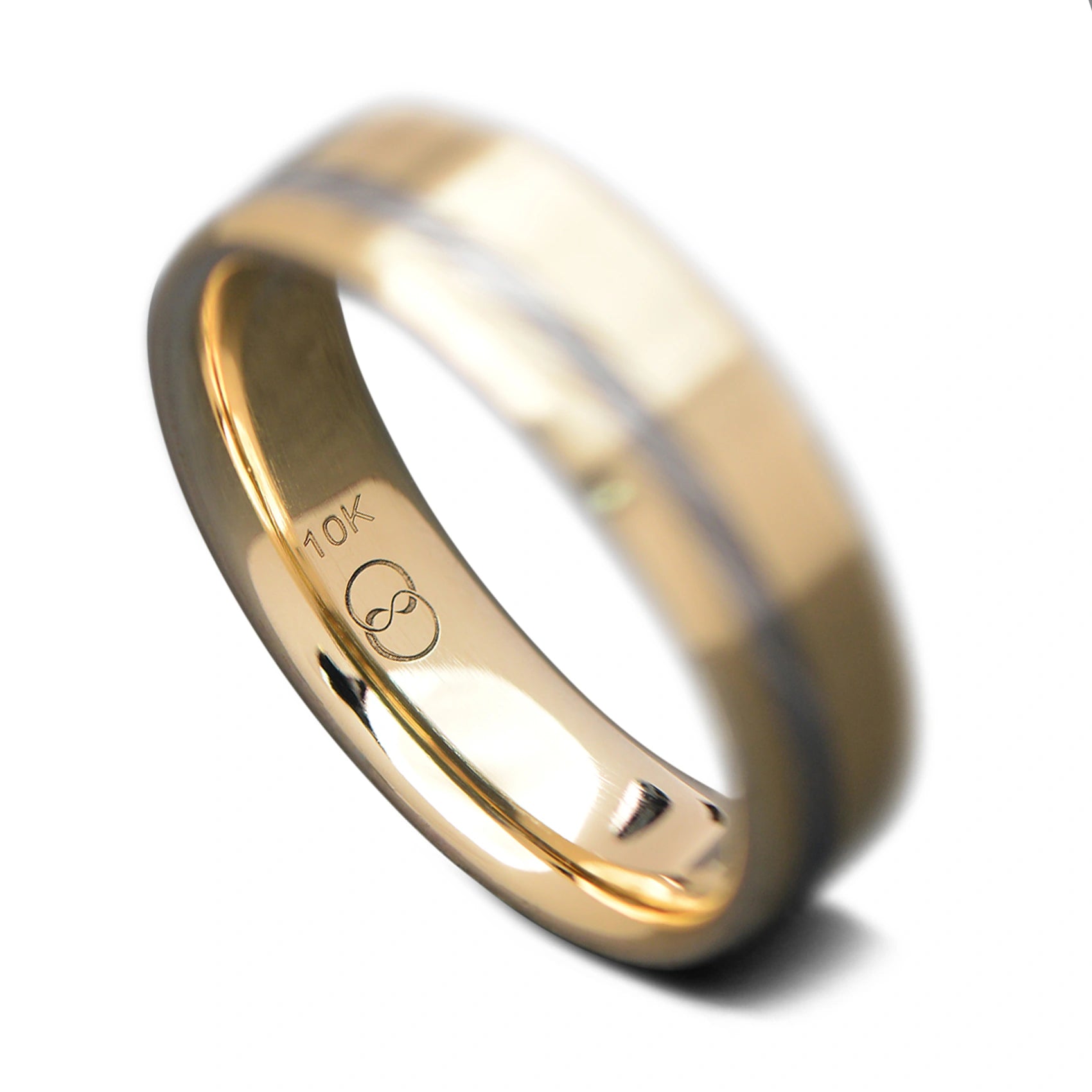 Back of Yellow Gold core wedding ring with Dense Twist inlay, 7mm -THE COMMITMENT