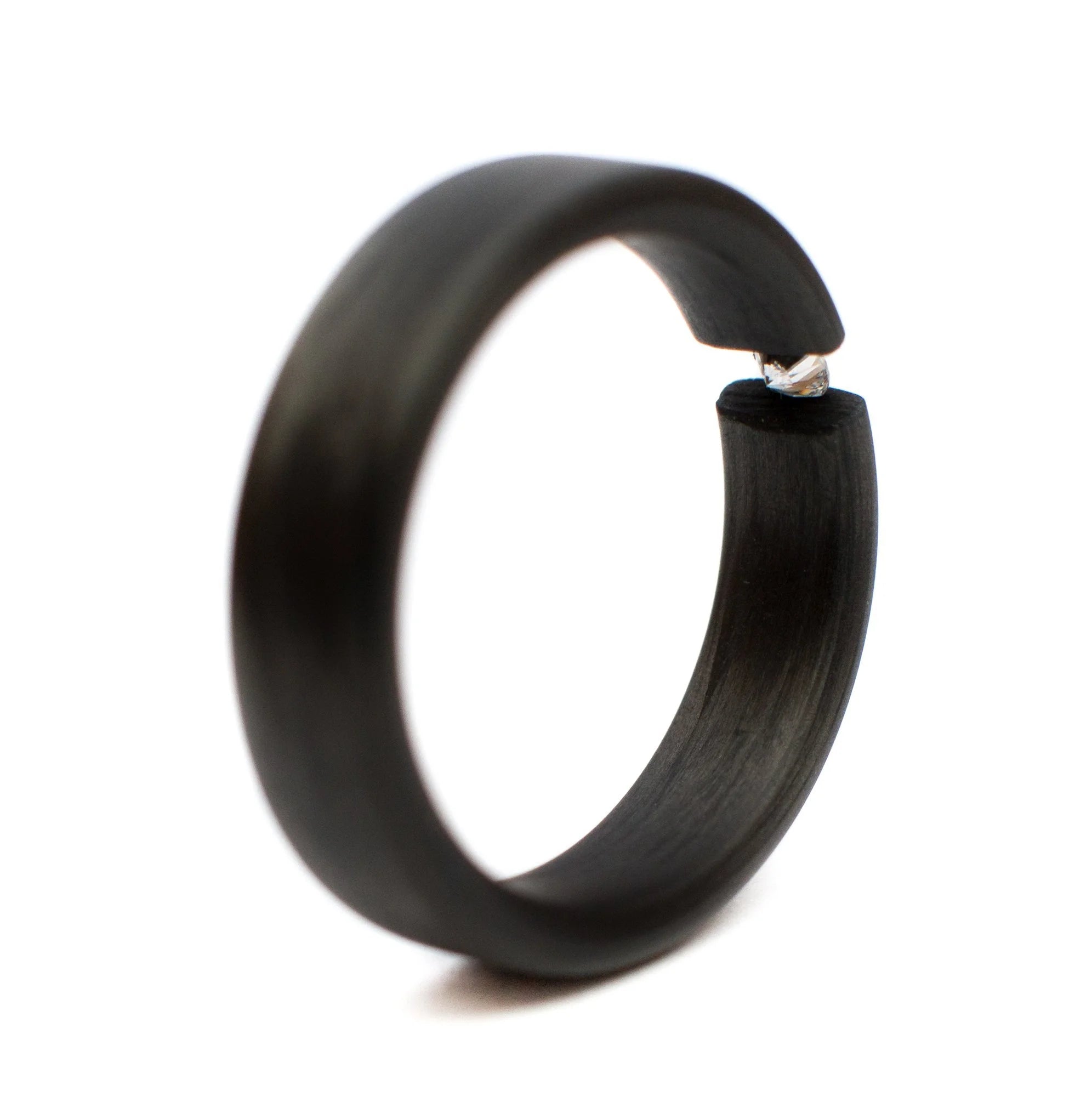 back of Carbouni core ring, matte finish, for daily wear and engagement, 6mm -THE ENIGMA