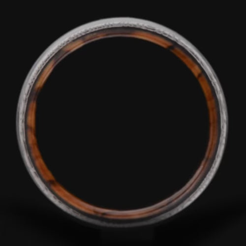 Heimskringla Wedding Band with Olivewood Inner Sleeve, 8mm Men's Ring, Polished Domed Profile, Unique Men's Wedding Ring, Free Engraving Available