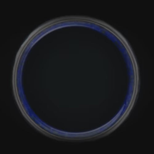 Faceted titanium wedding band with lapis lazuli inlay, 7mm mens domed ring, unique custom design, free engraving available, perfect for a distinctive mens wedding band.