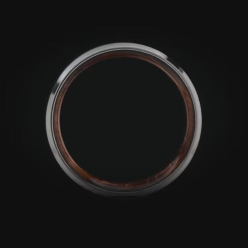 Titanium wedding band with lapis lazuli inlay and whiskey barrel oak sleeve, 7mm mens ring, unique design, free engraving option, perfect for weddings and special occasions.
