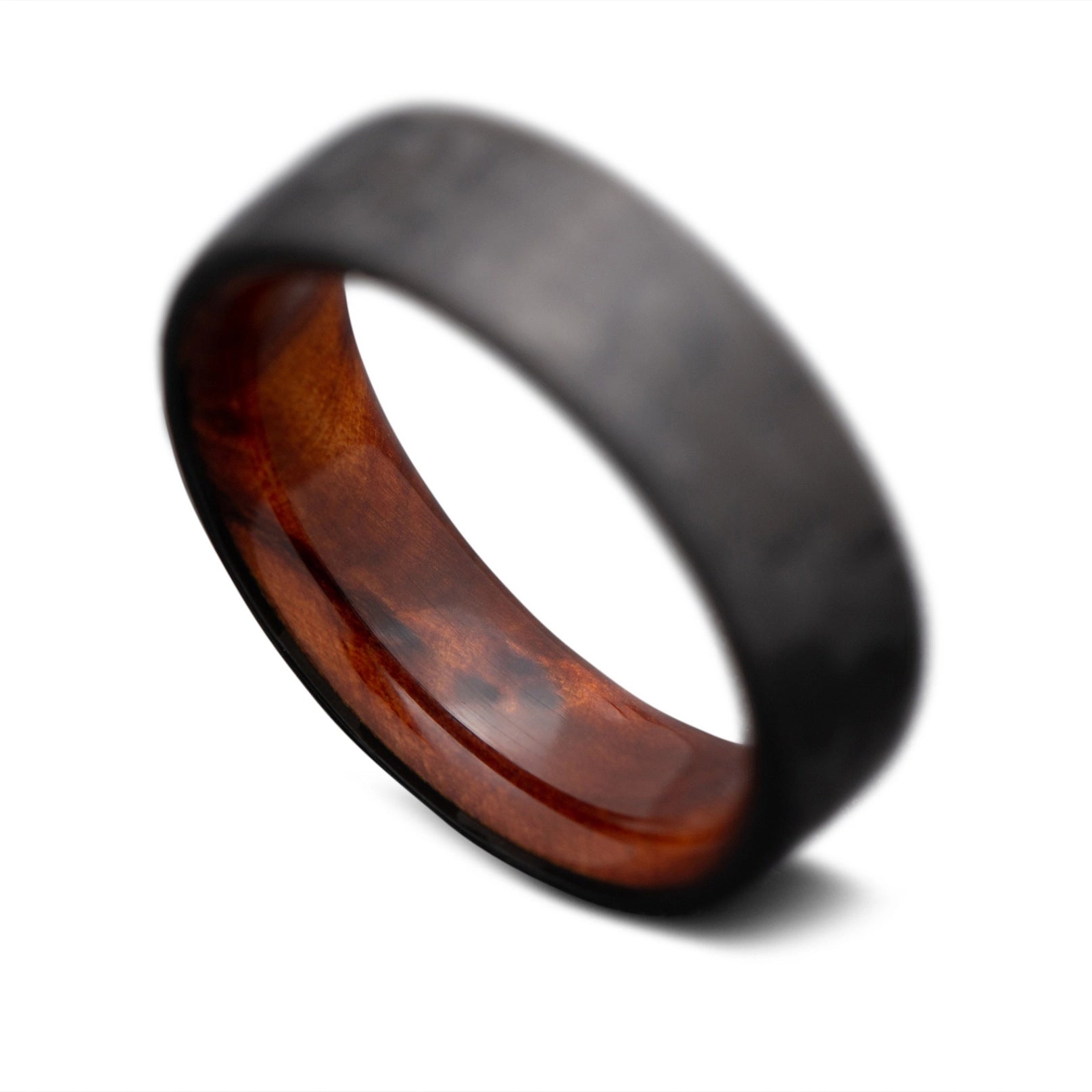 Back of CarbonTwill Core Ring with Thuya inner sleeve, 7mm -THE PURIST
