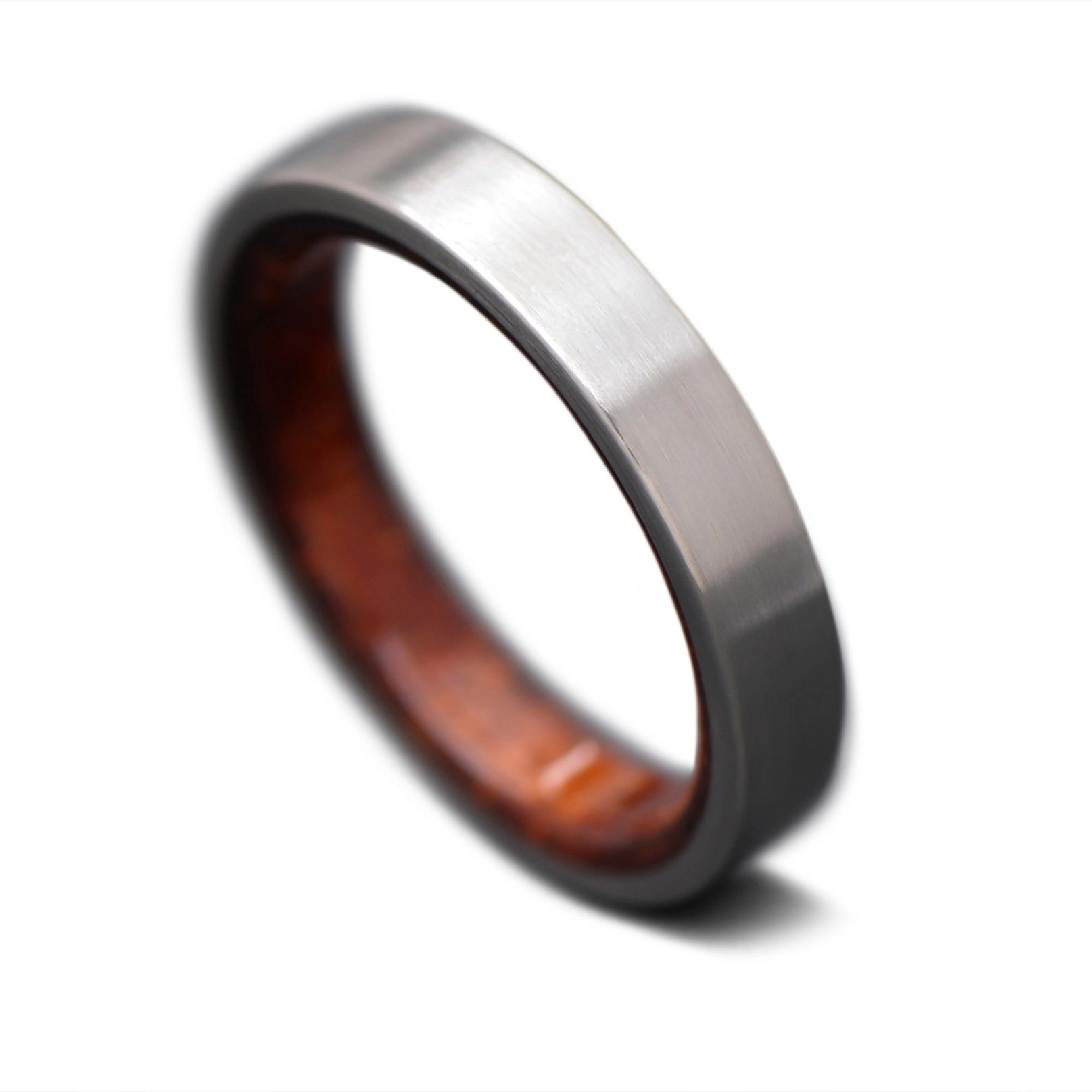 Back of Titanium Core ring with Mahogany inner sleeve, 4mm -THE TITAN