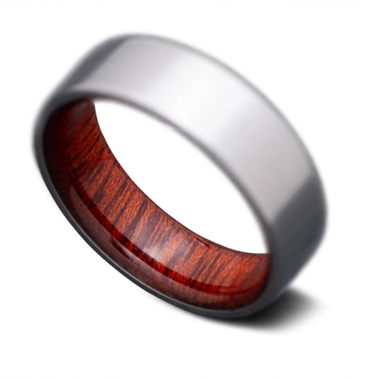 Back of Titanium Core Ring with  Bloodwood inner sleeve, 7mm -THE TITAN