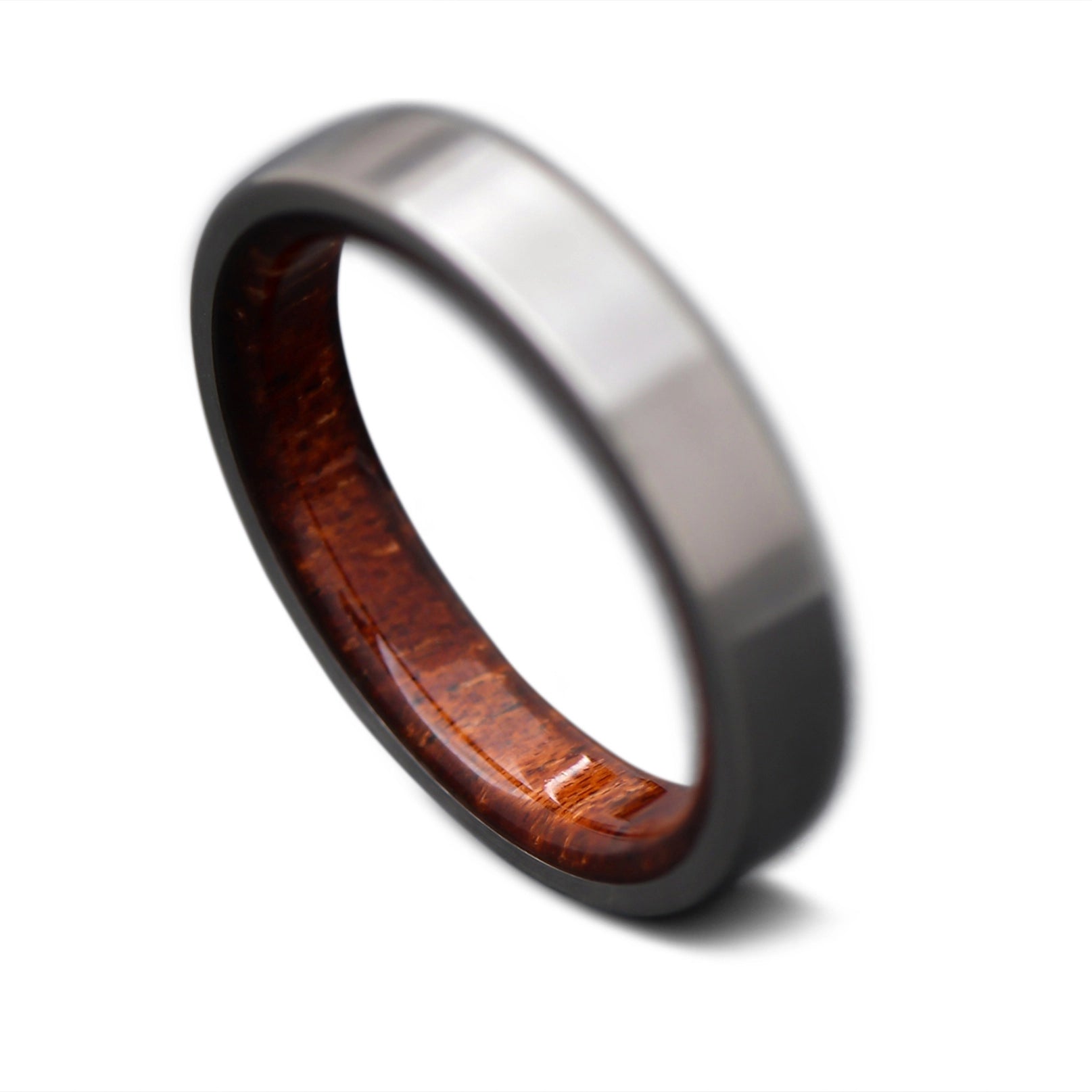 Titanium Core ring with Mahogany inner sleeve, 4mm -THE TITAN