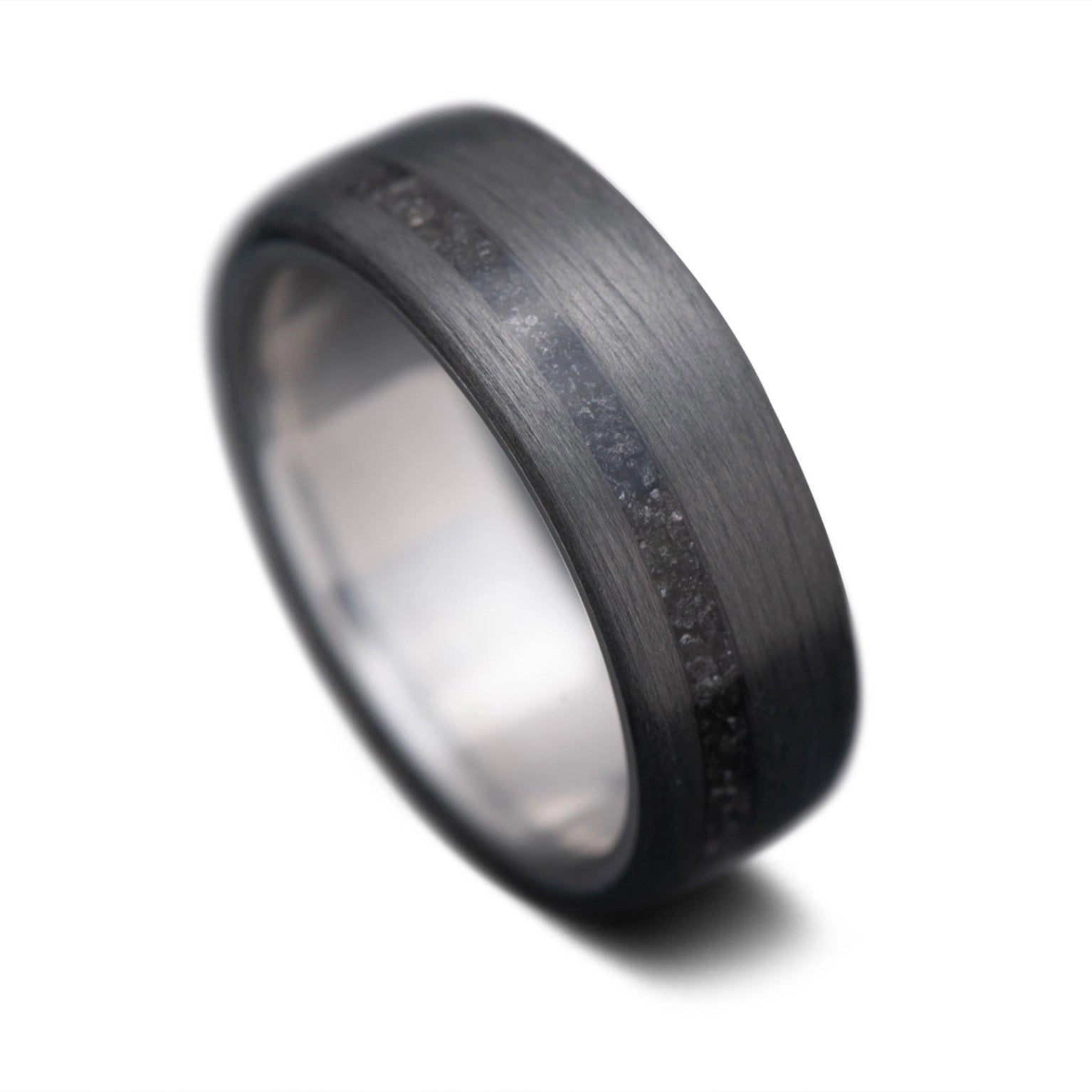 CarbonUni Core ring with Black Onyx inlay and  Titanium inner sleeve, 8mm -THE VERTEX