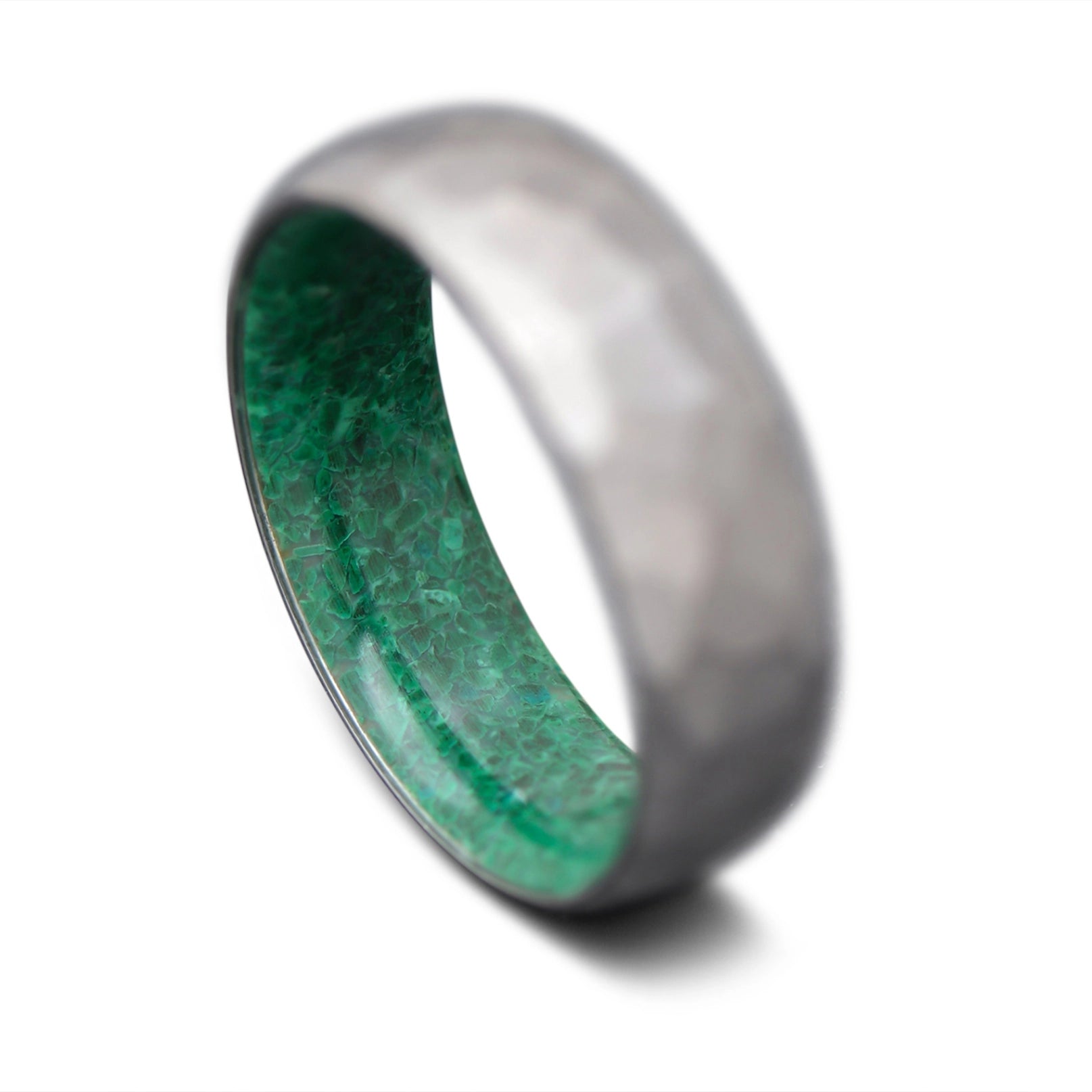 Back of Titanium Core ring with Malachite inner sleeve, 7mm -THE TITAN