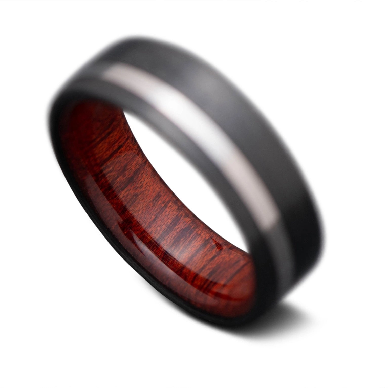 Back of CarbonUni Core ring with Titanium inlay and Bloodwood inner sleeve, 7mm -THE VERTEX
