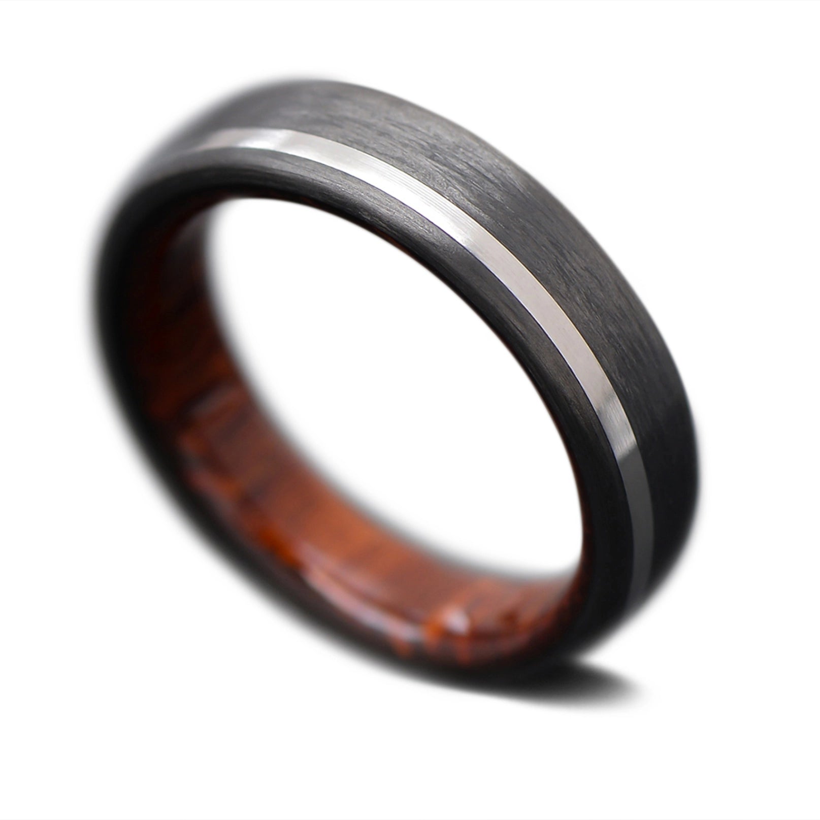 CarbonUni core ring with titanium inlay and Leopardwood inner sleeve, 5mm -THE VERTEX