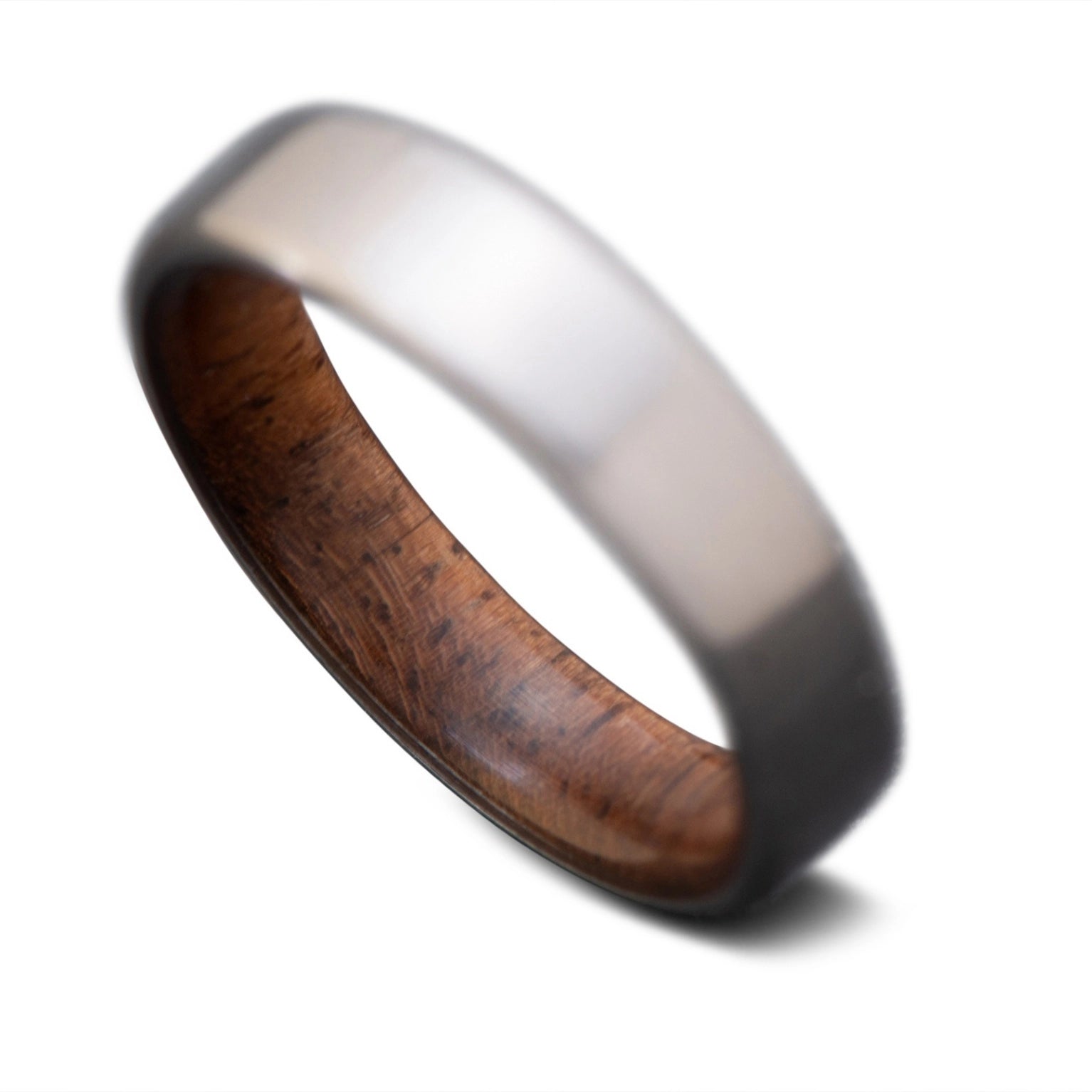 Back of Titanium Core Ring with Walnut inner sleeve,4mm -THE TITAN