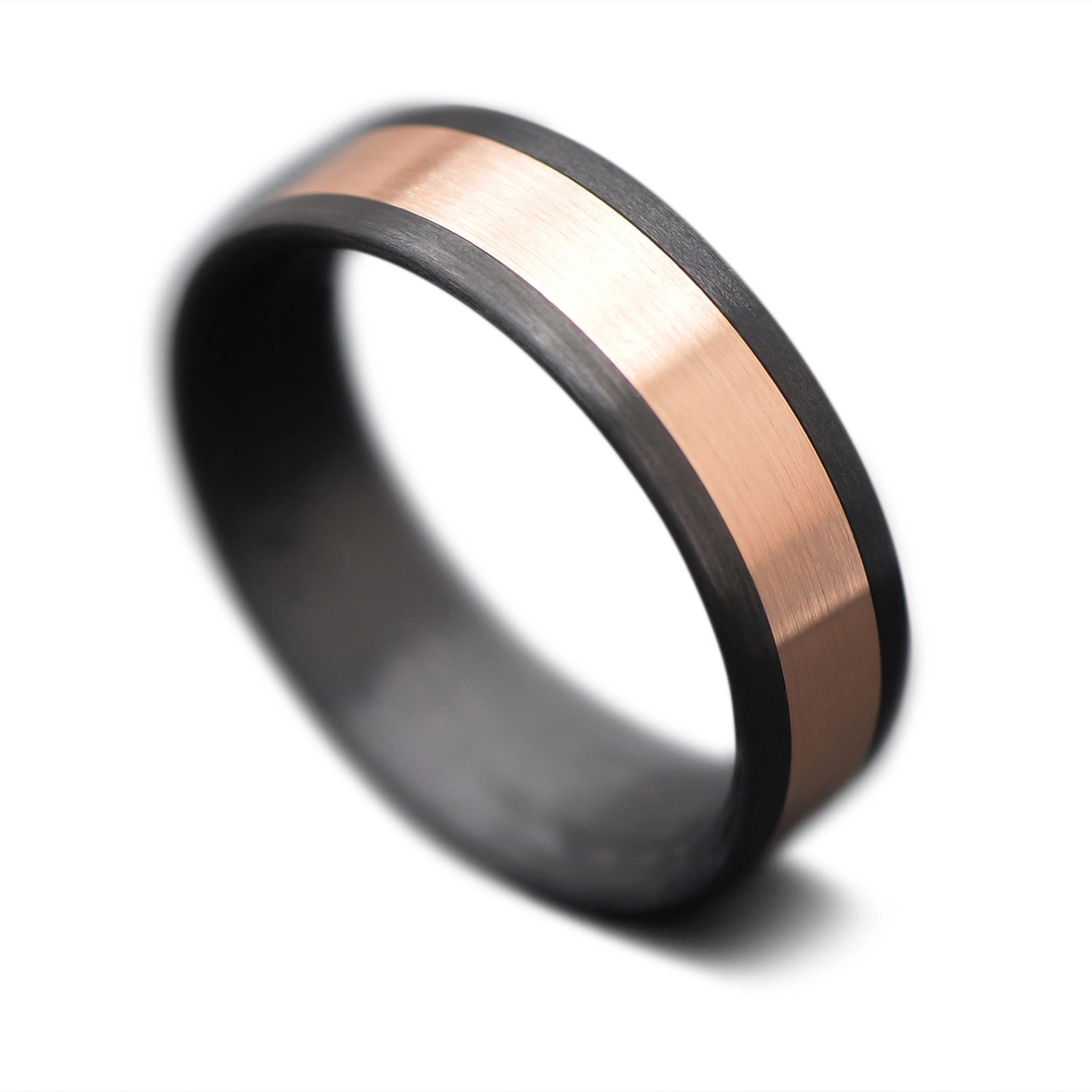 CarbonUni Core Ring with Rose Gold inlay, 7mm -THE NEXUS