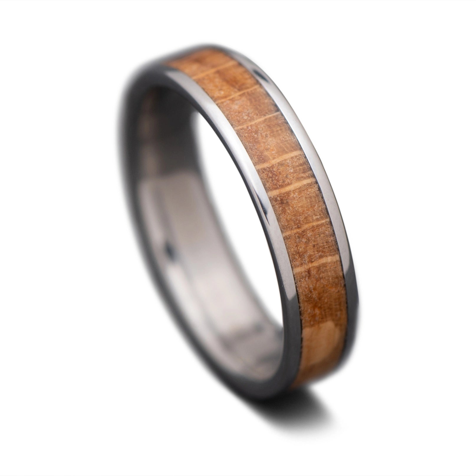  Titanium core ring with  Whiskey Barrel Oak inlay, 5mm -THE CORE