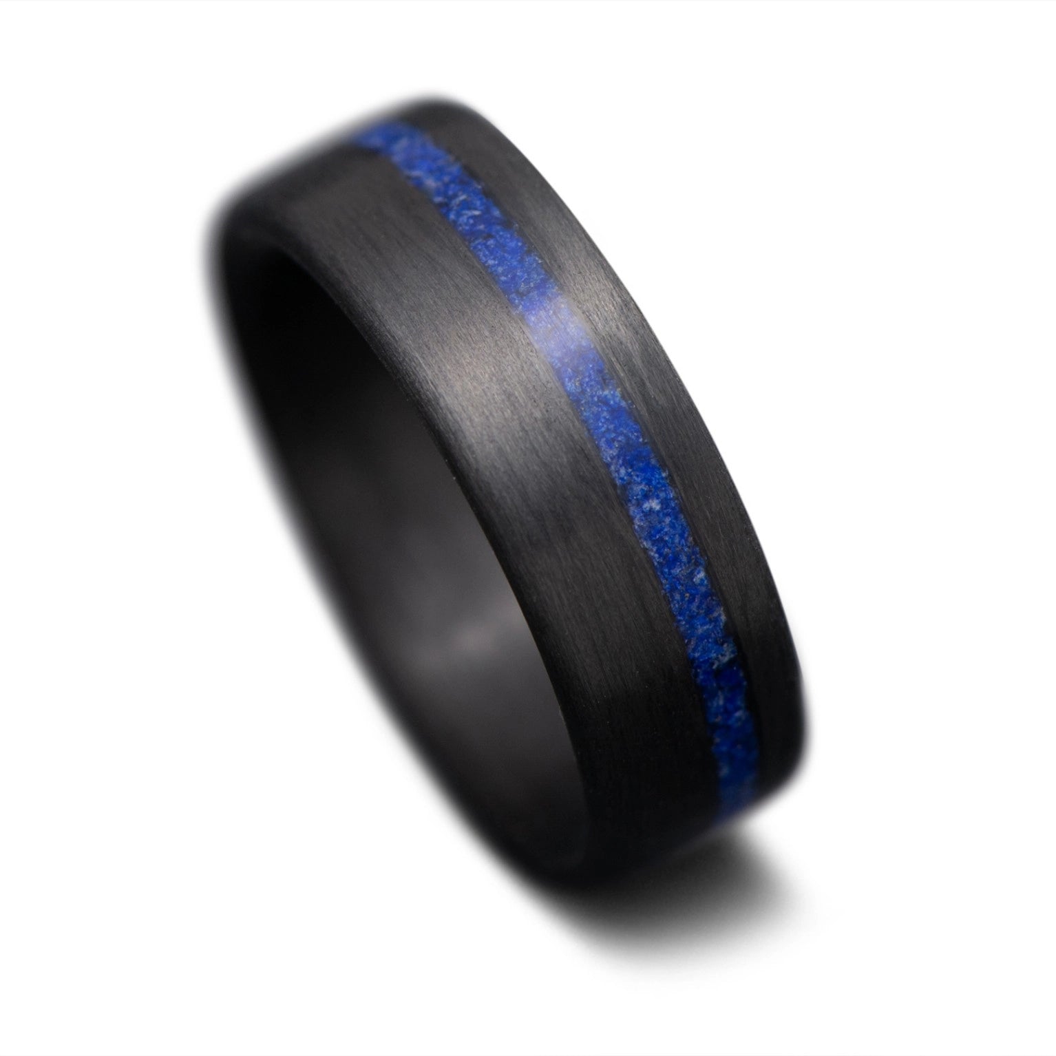 CarbonUni Core Ring with Lapis Lazuli inlay, 7mm -THE VERTEX