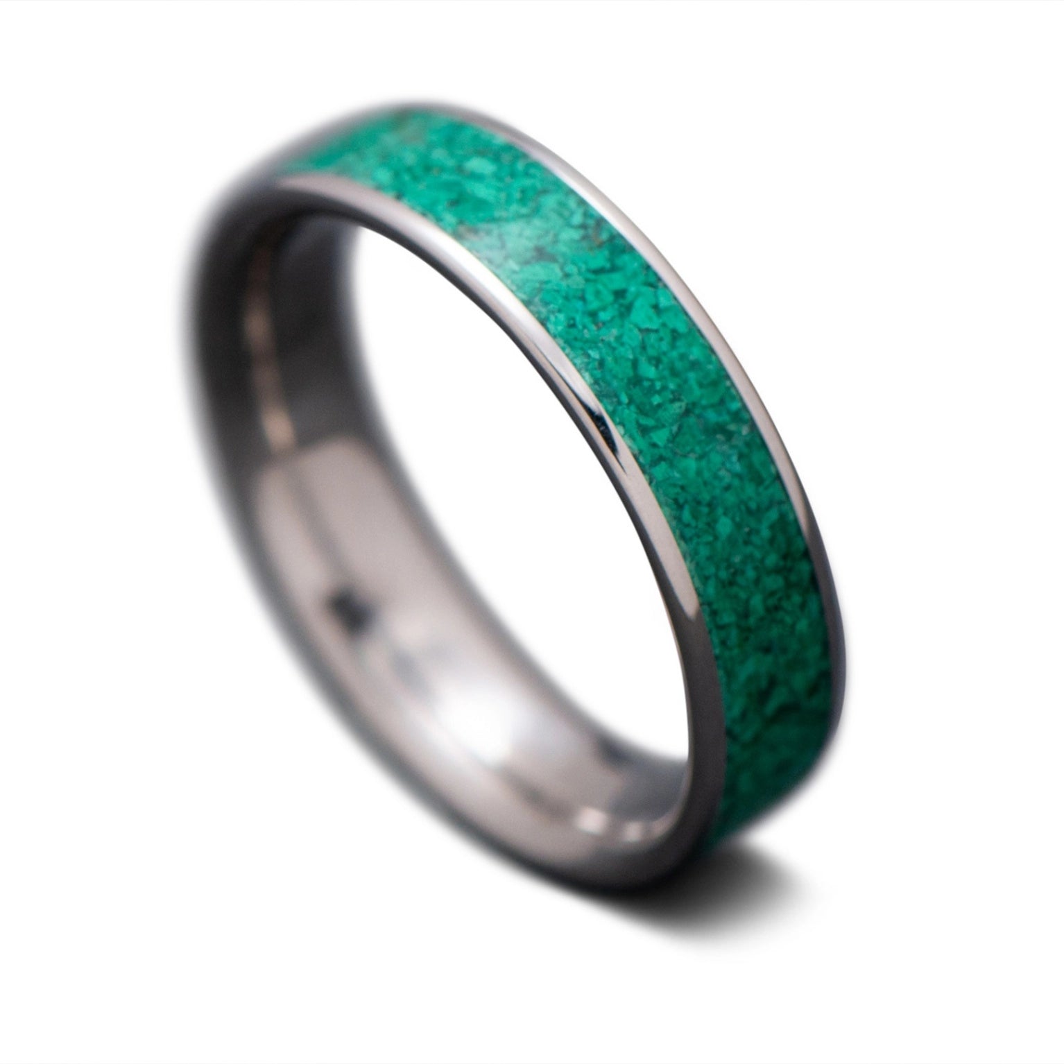  Titanium core ring with  Malachite inlay,  7mm -THE CORE