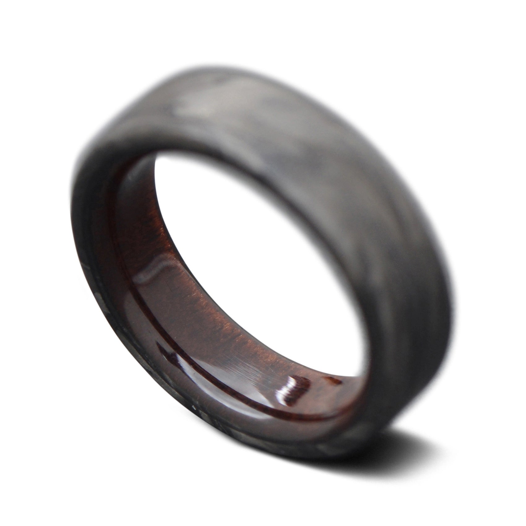 Back of CarbonForged Core Ring with Walnut inner sleeve, 8mm -THE QUEST
