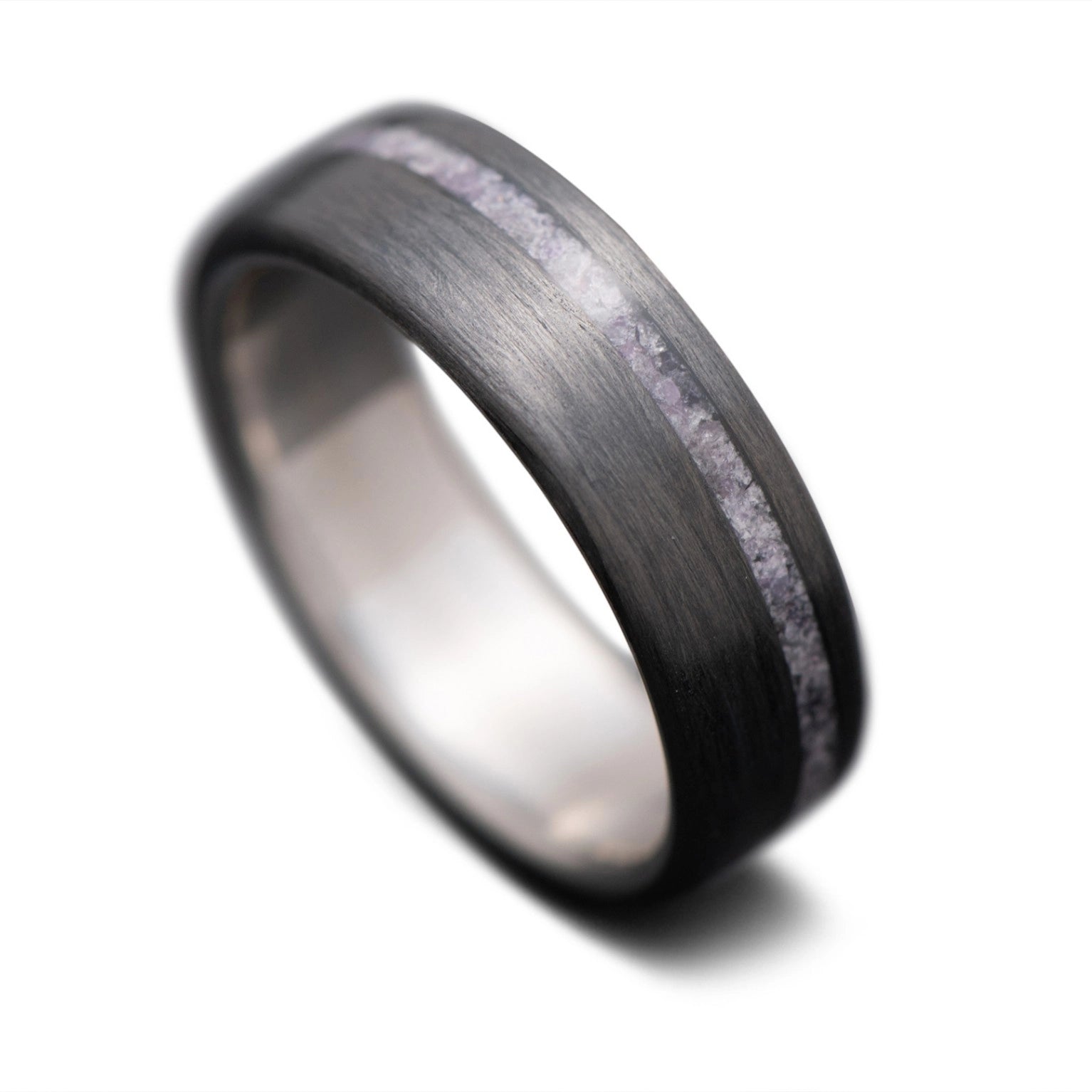  CarbonUni Core ring with  Charoite inlay and  Titanium inner sleeve, 7mm -THE VERTEX