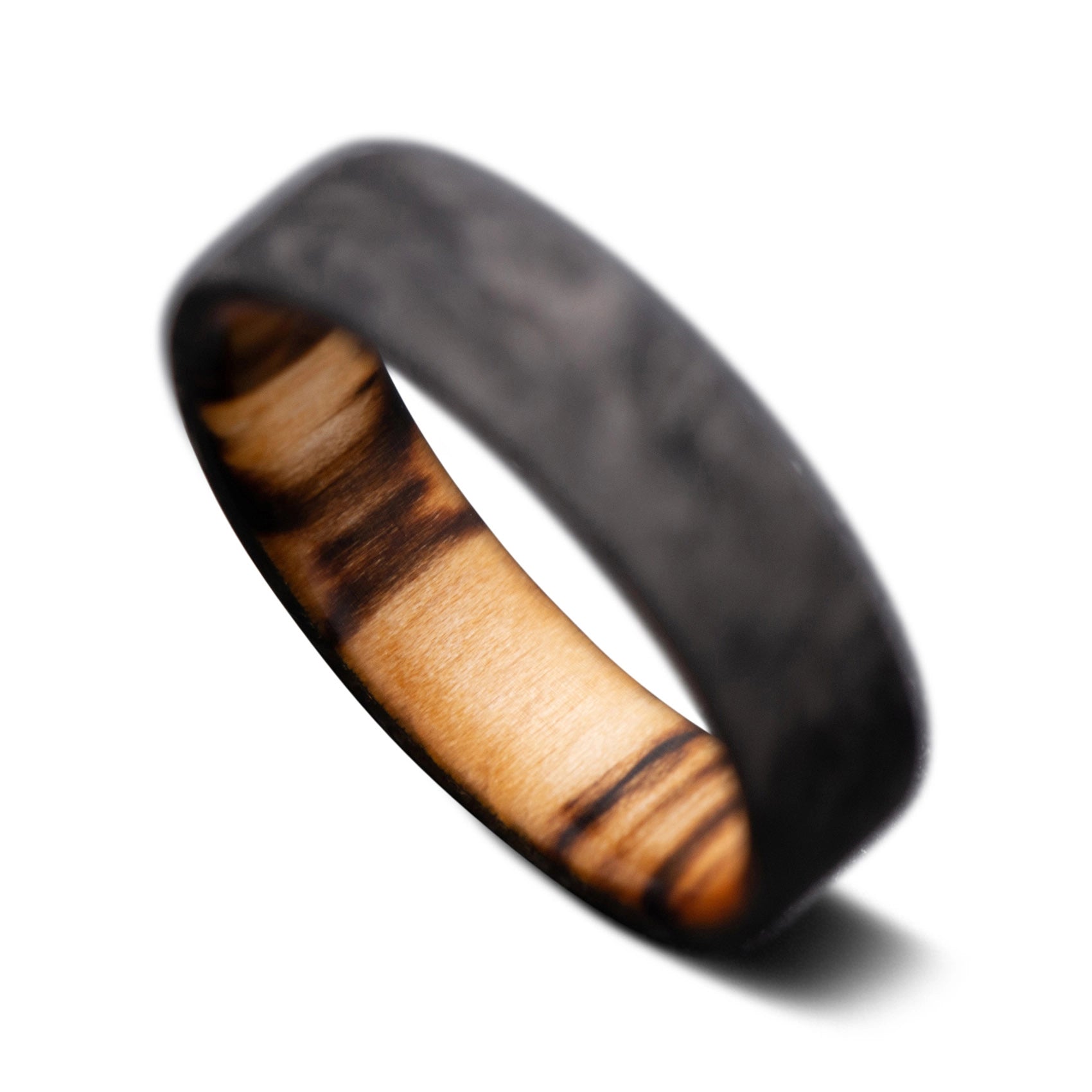 Back of CarbonForged Core Ring with Silver Spalted Birch inner sleeve, 7mm -THE QUEST