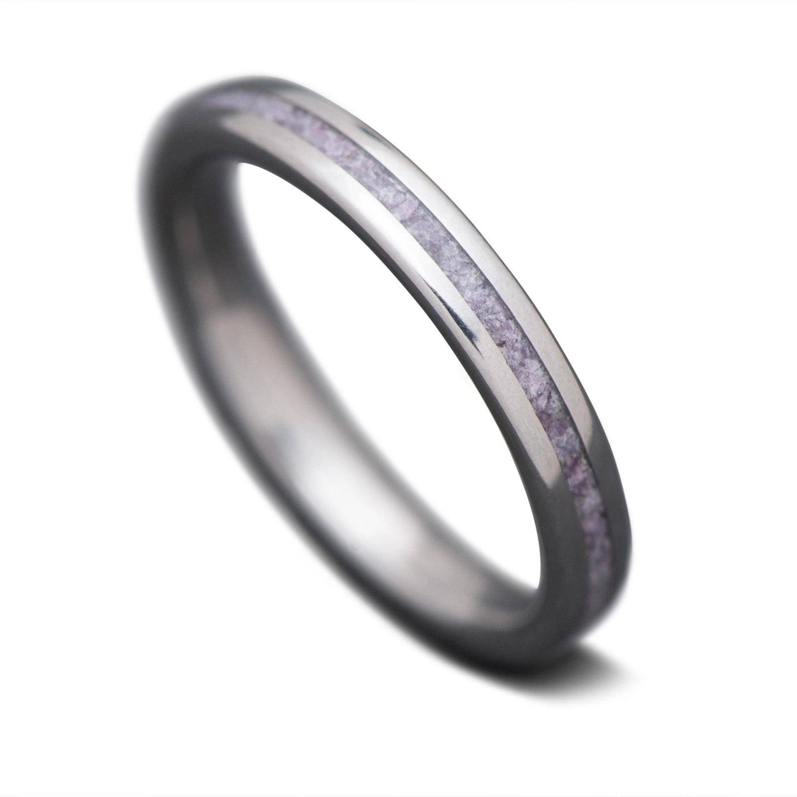 Titanium core ring with Charoite inlay, 3mm -THE ANCHOR