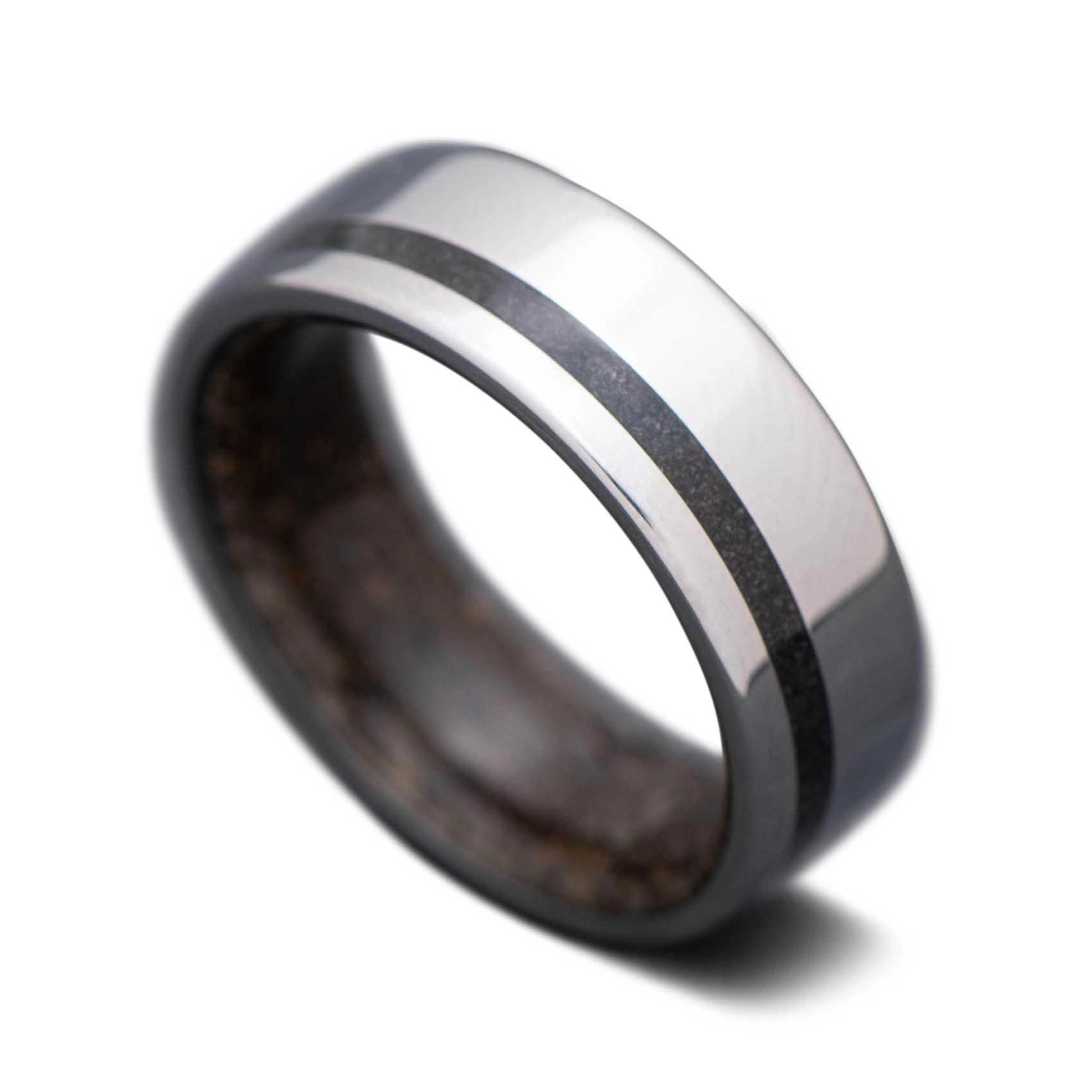 Titanium Core Ring with  Black Onyx inlay and T-Rex inner sleeve, 7mm -THE SHIFT