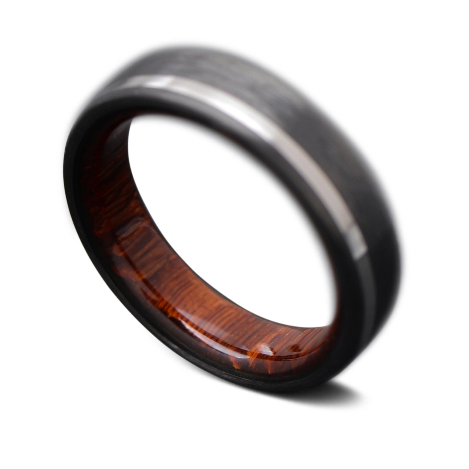 Back of CarbonUni core ring with titanium inlay and Leopardwood inner sleeve, 5mm -THE VERTEX